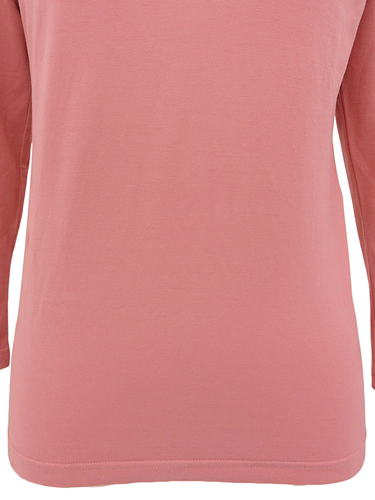 粉色棉质V领七分袖上衣