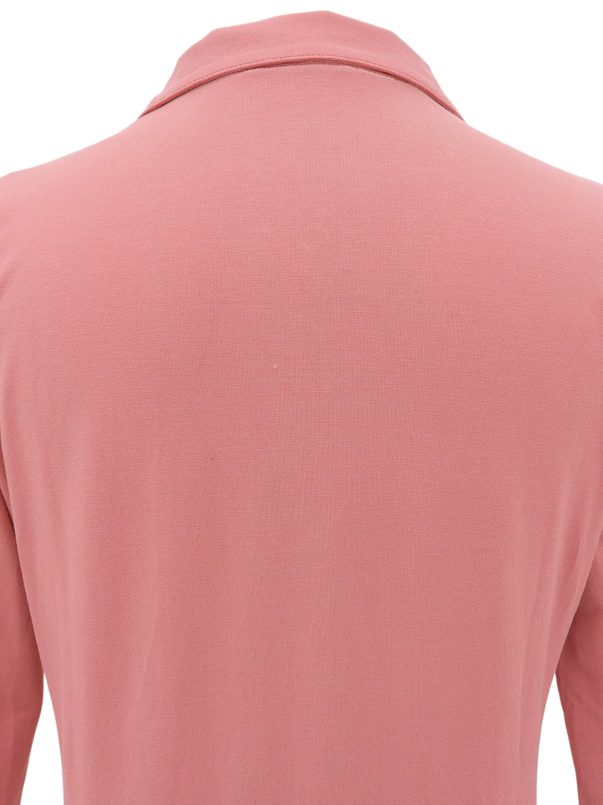 粉色棉质V领七分袖上衣