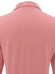 Pink cotton V-neck 3/4 sleeve top