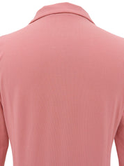 コットンVネッククォータースリーブトップス ピンク