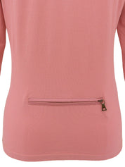 コットンVネック七分袖トップス ピンク