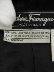 Wool logo button long jacket in black
