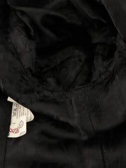 Wool logo button long jacket in black