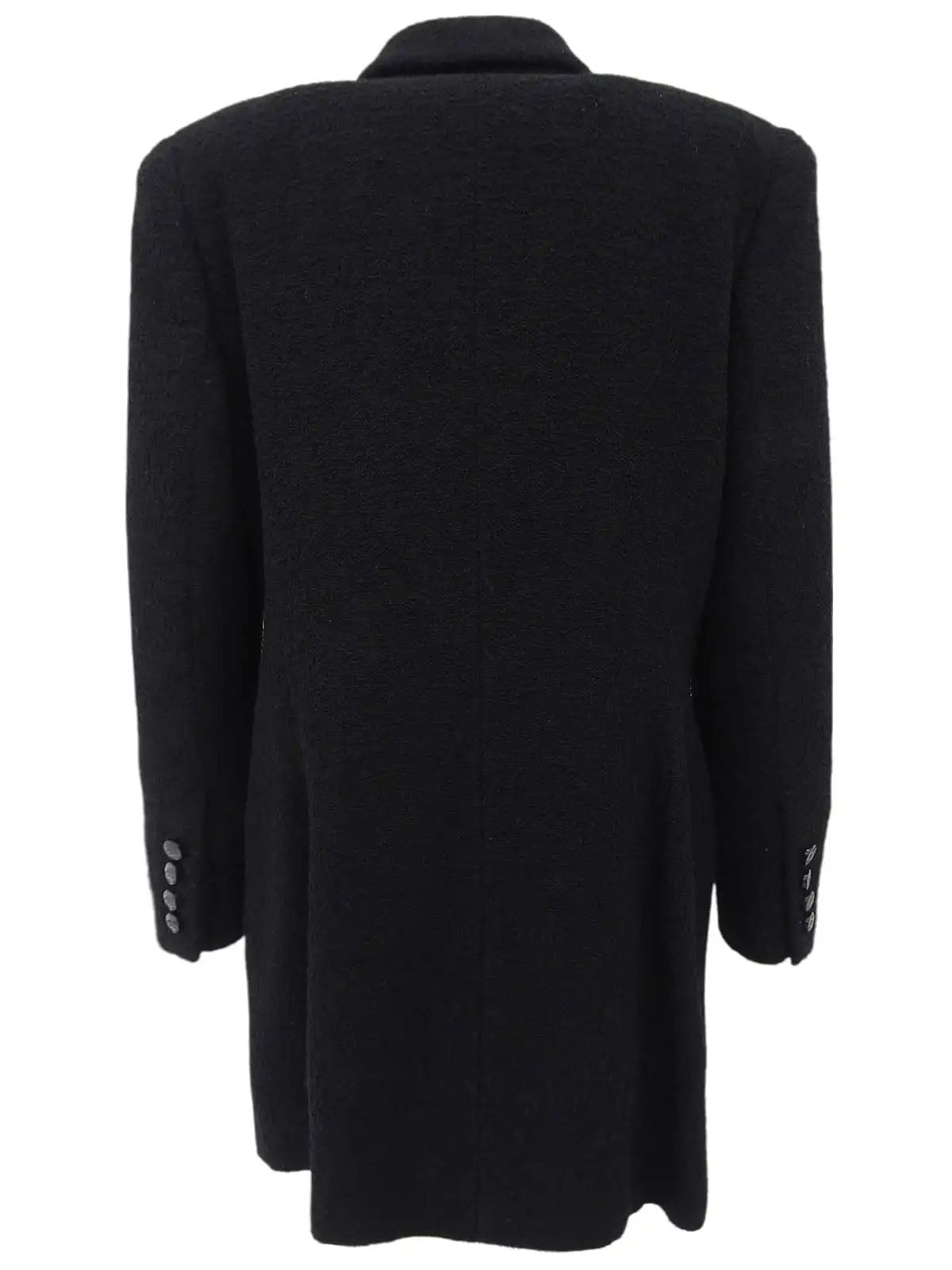 Wool logo button long jacket in black