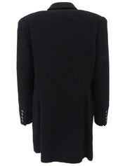 Wool logo button long jacket in black