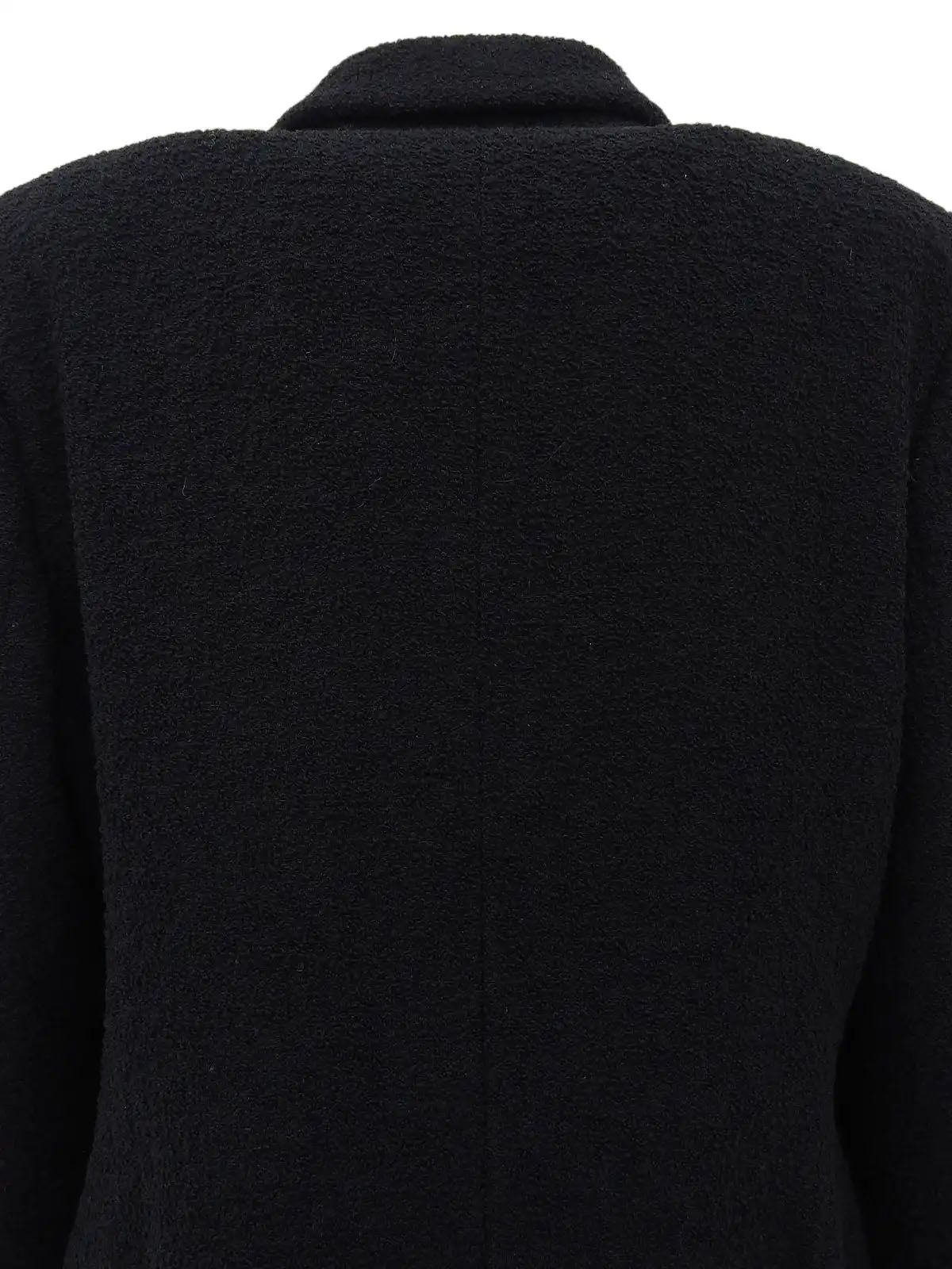 Wool logo button long jacket in black