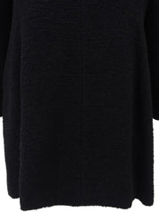 Wool logo button long jacket in black