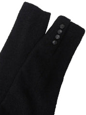 Wool logo button long jacket in black