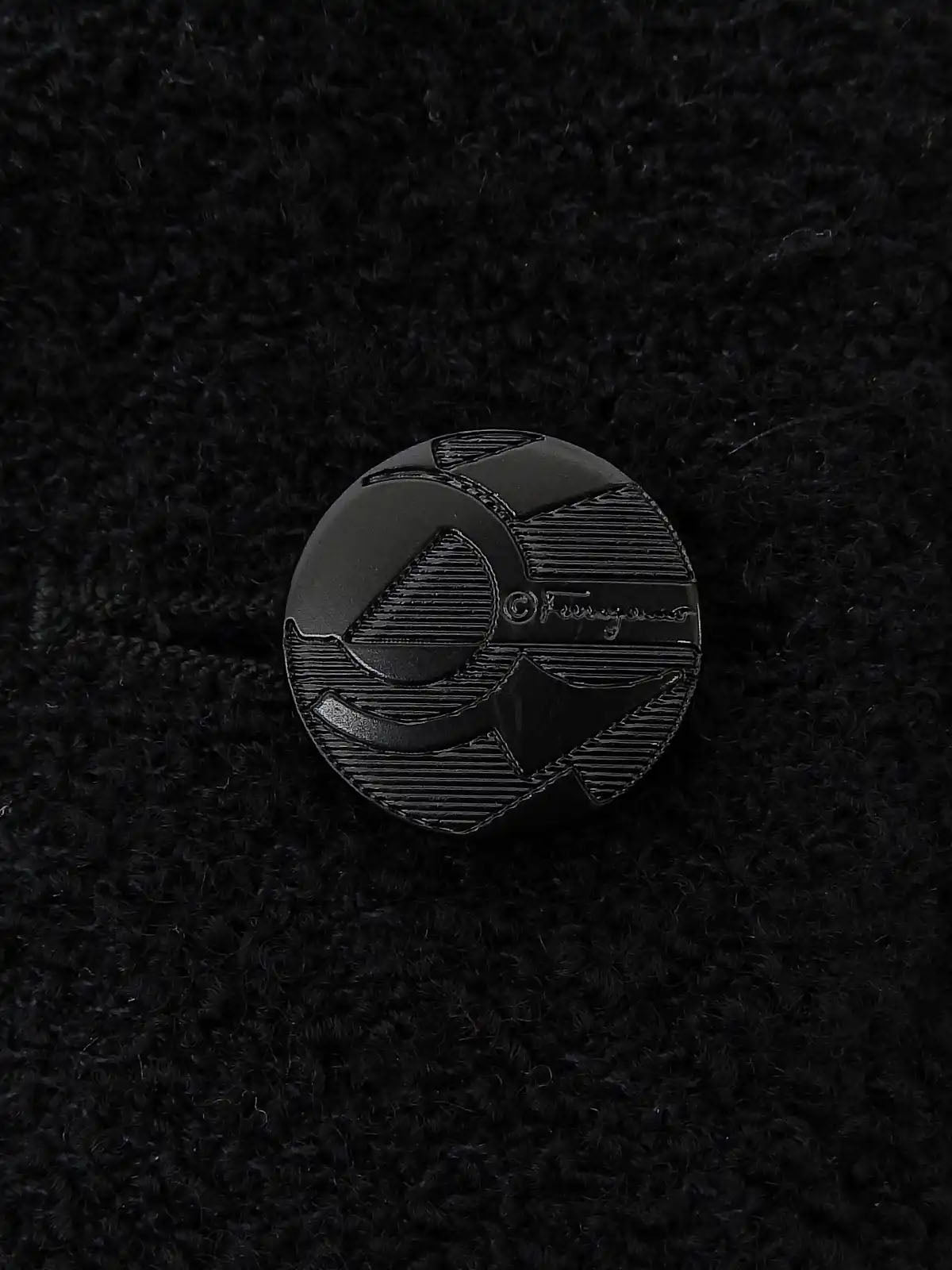 Wool logo button long jacket in black