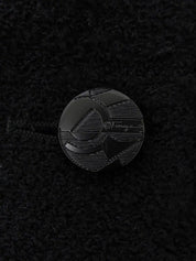 Wool logo button long jacket in black
