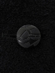 Wool logo button long jacket in black