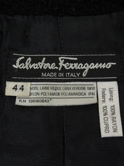 Wool logo button long jacket in black