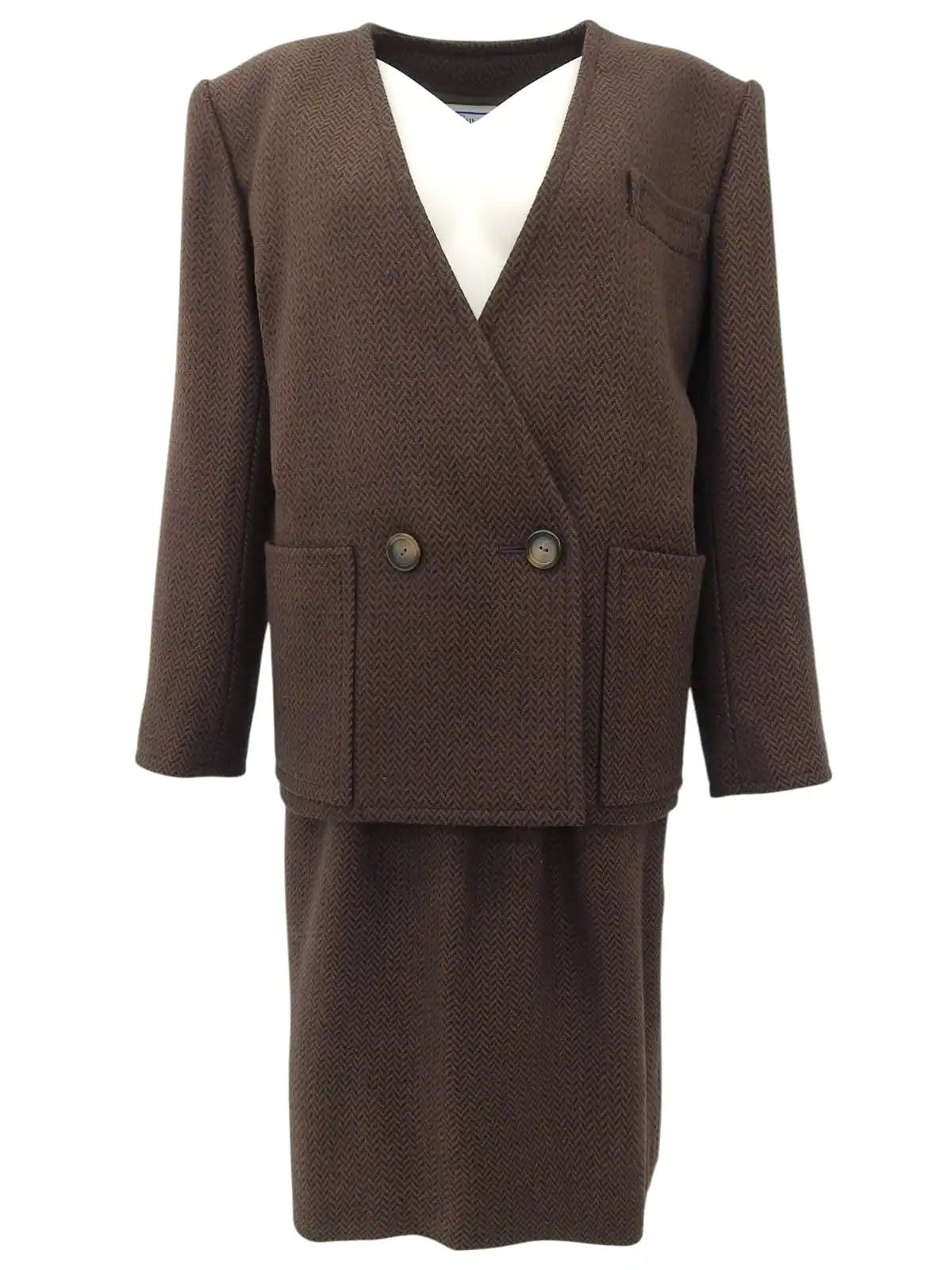 ヘリンボーンパターンセットアップ ブラウン