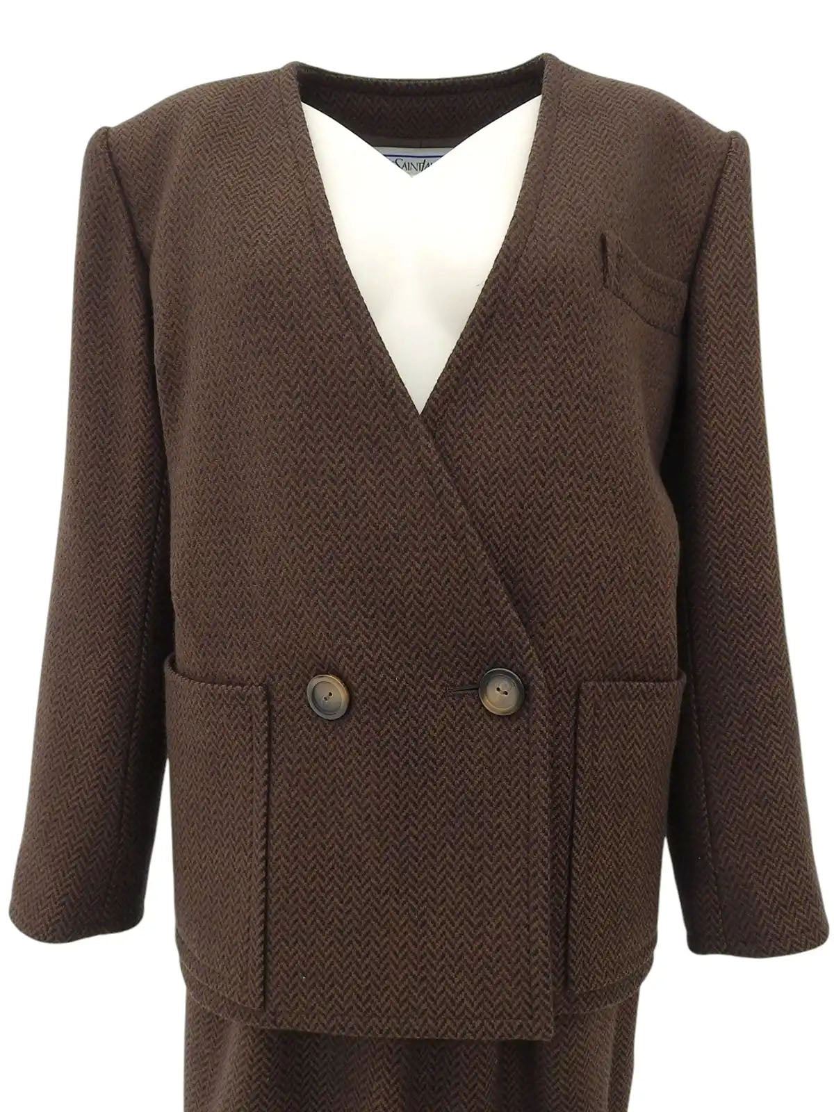 ヘリンボーンパターンセットアップ ブラウン