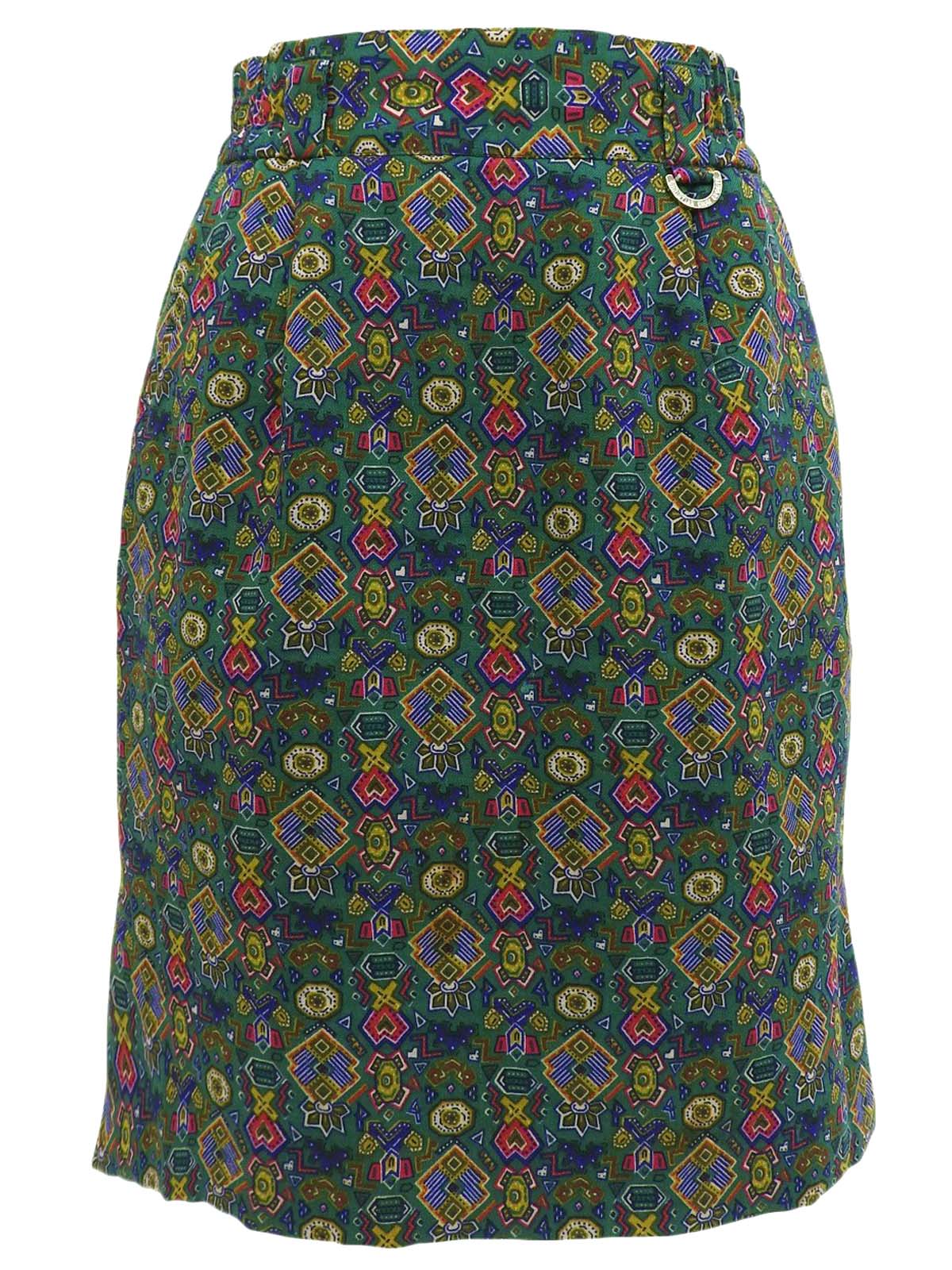 デザインパターンロゴチャームスカート　グリーン/マルチ