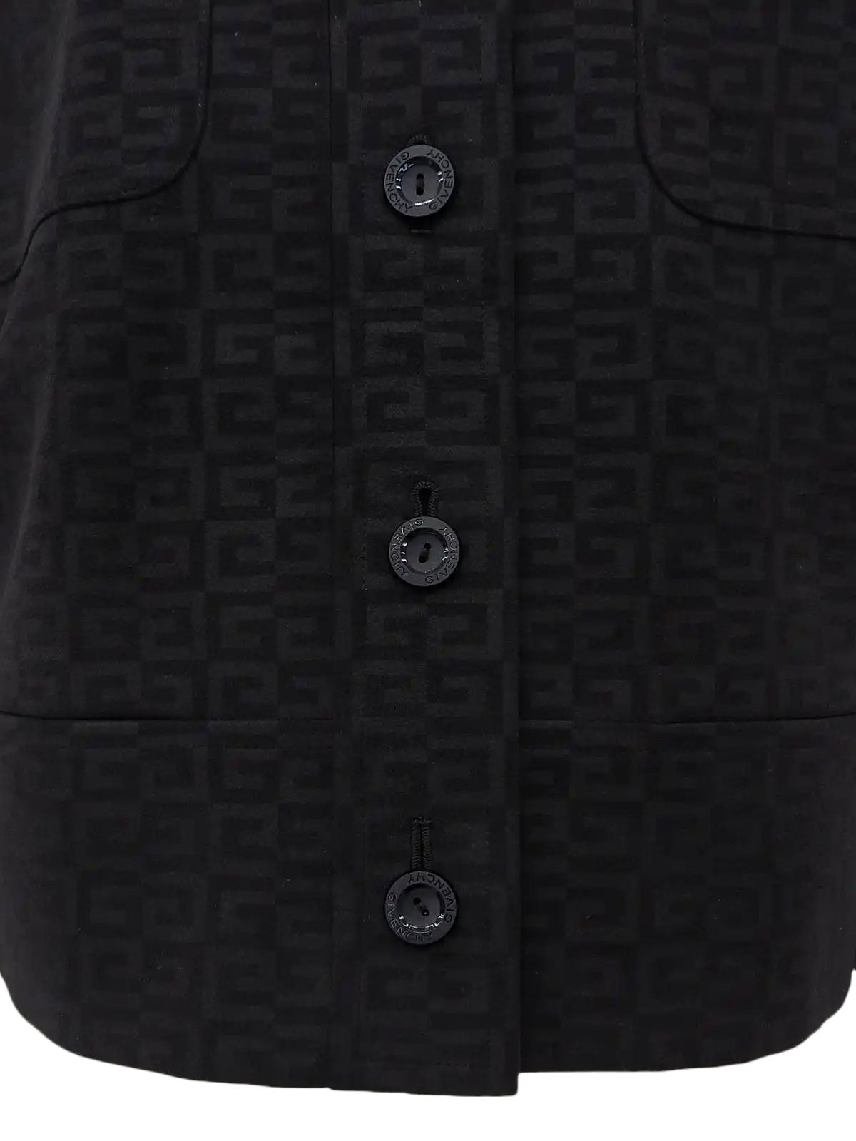 麂皮G标志图案无领夹克 黑色/灰色
