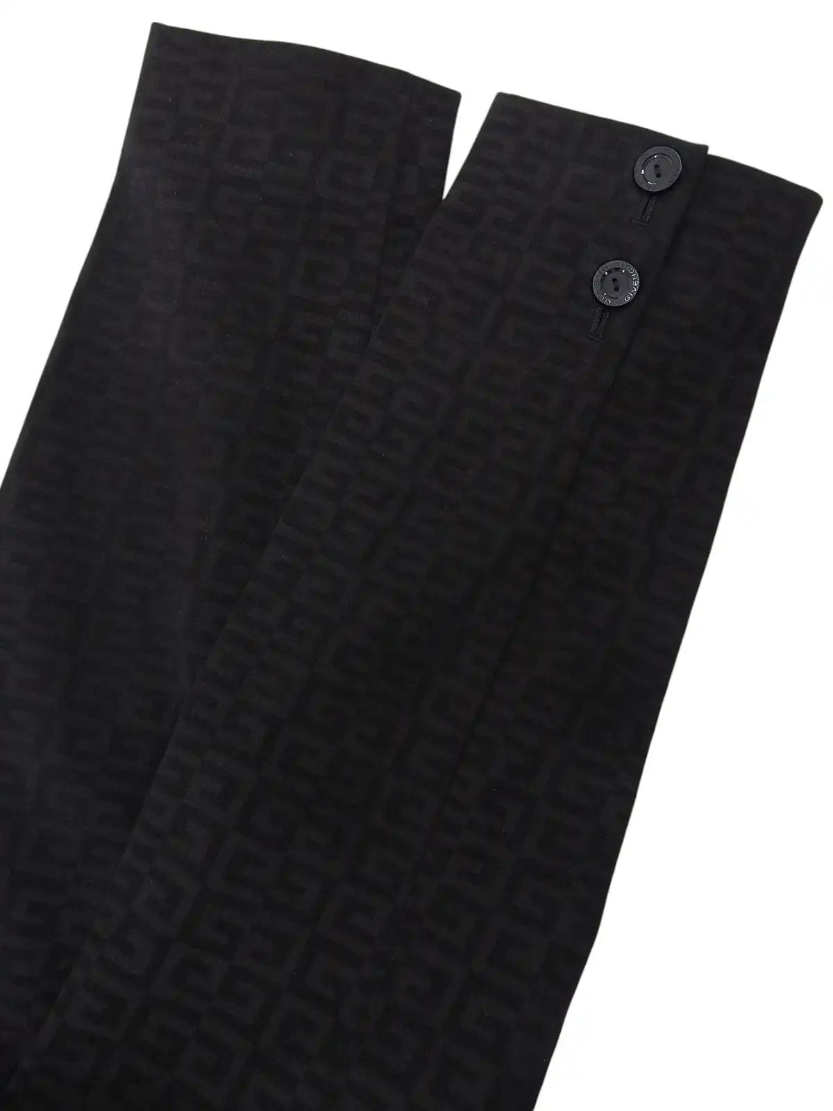 スエードGロゴパターンノーカラージャケット ブラック/グレー