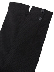 スエードGロゴパターンノーカラージャケット ブラック/グレー