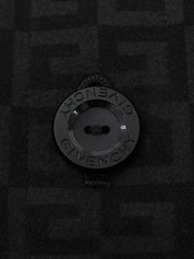 スエードGロゴパターンノーカラージャケット ブラック/グレー