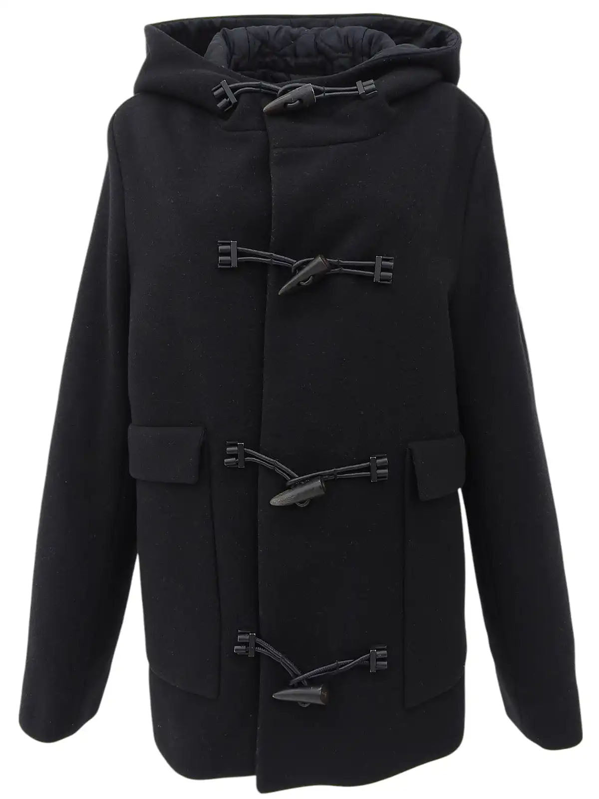 Wool duffle coat in black