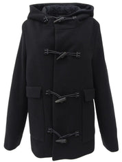 Wool duffle coat in black