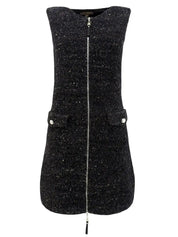 ツイードノースリーブワンピース ブラック/マルチ