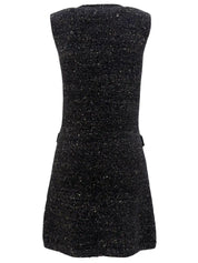 ツイードノースリーブワンピース ブラック/マルチ