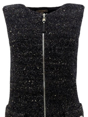 ツイードノースリーブワンピース ブラック/マルチ