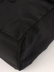 Nylon Tassel Bead Logo Shoulder Bag in Black
