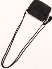 Nylon Tassel Bead Logo Shoulder Bag in Black