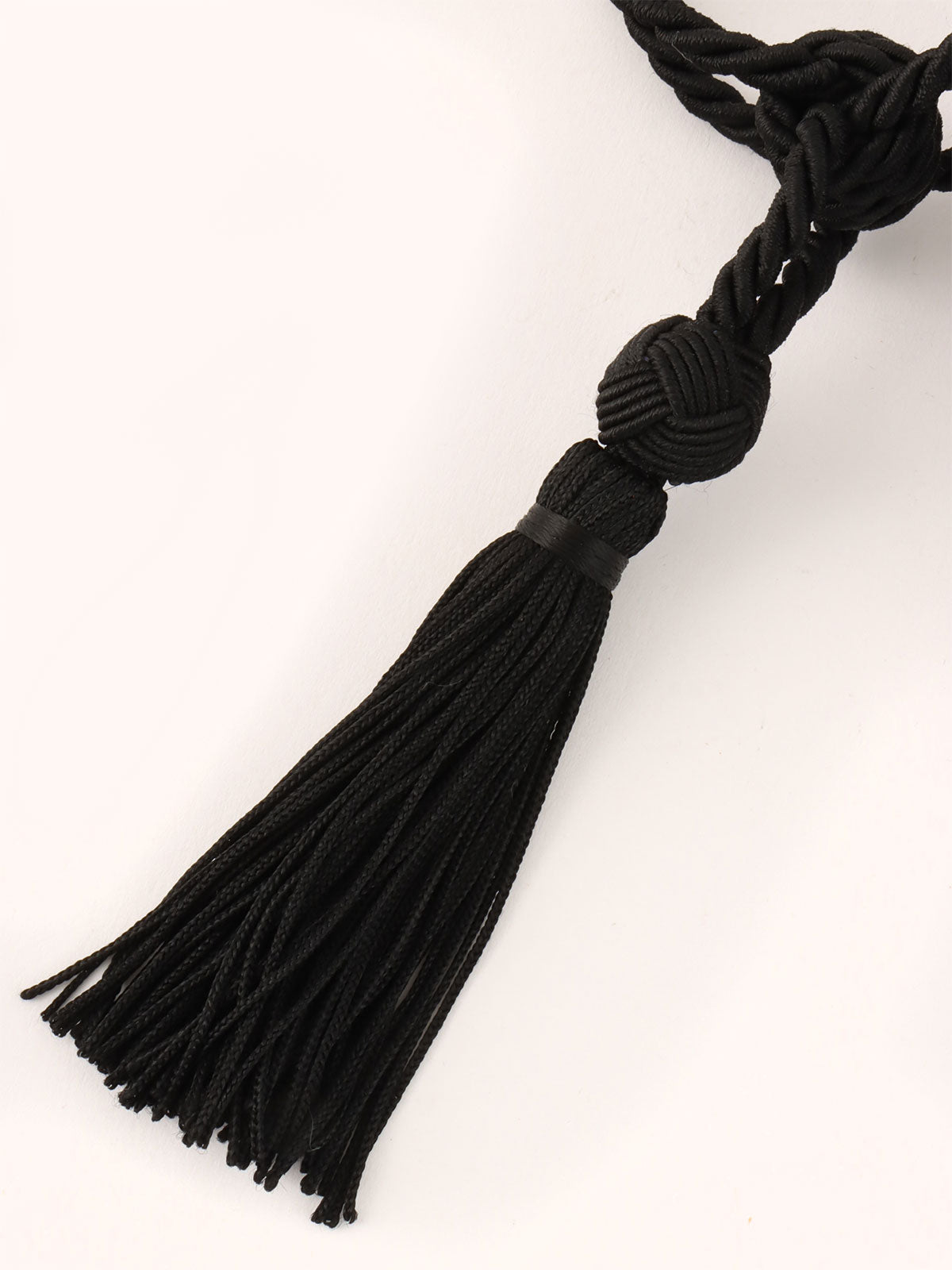 Nylon Tassel Bead Logo Shoulder Bag in Black