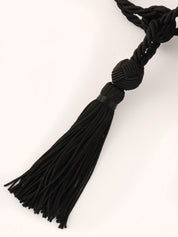 Nylon Tassel Bead Logo Shoulder Bag in Black