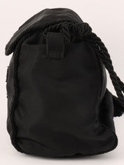 Nylon Tassel Bead Logo Shoulder Bag in Black
