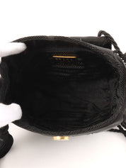 Nylon Tassel Bead Logo Shoulder Bag in Black