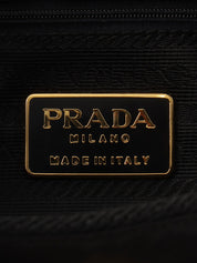 Nylon Tassel Bead Logo Shoulder Bag in Black