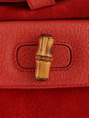 Suede Bamboo Mini Backpack in Red