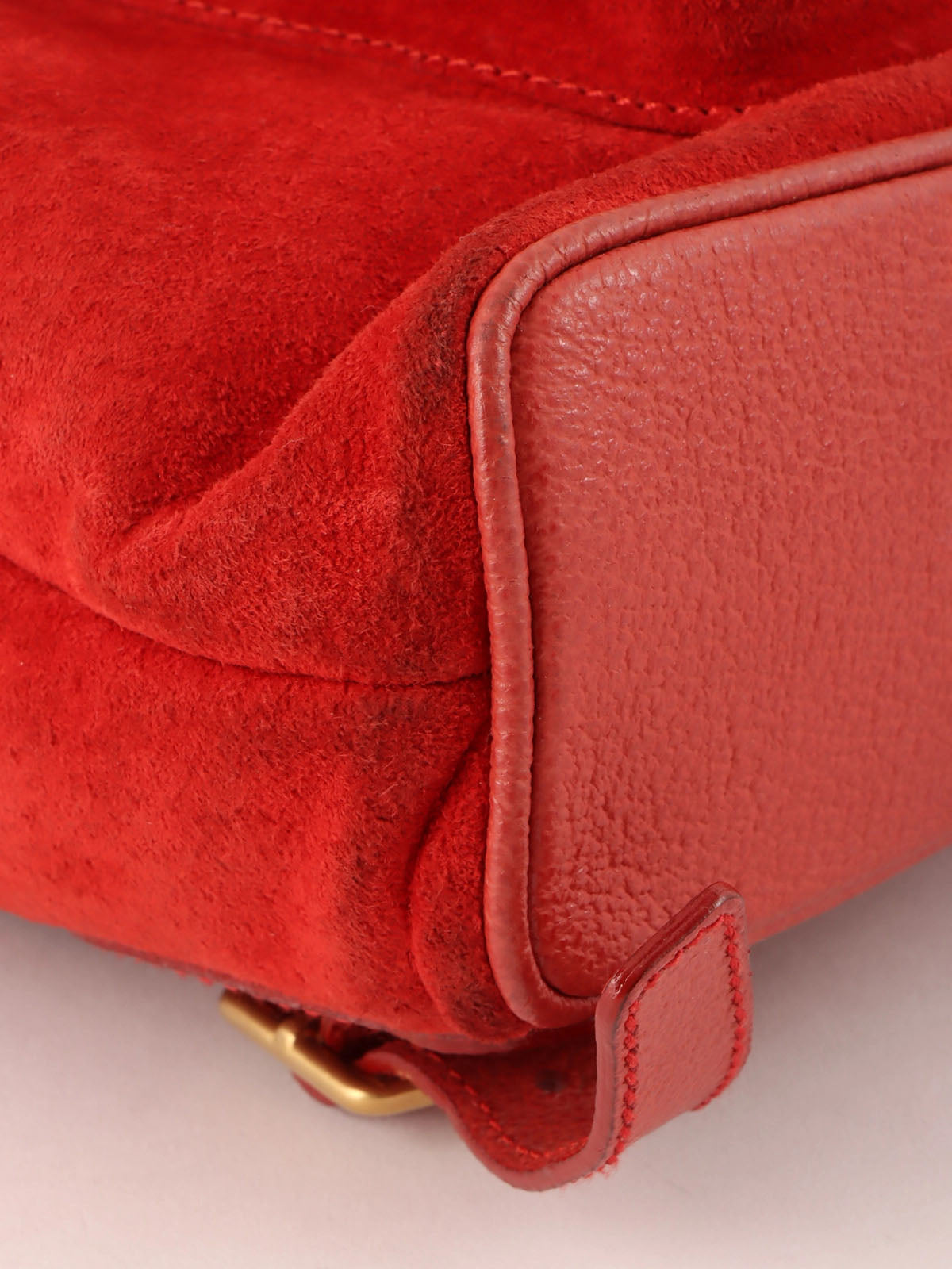 Suede Bamboo Mini Backpack in Red