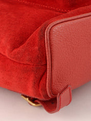 Suede Bamboo Mini Backpack in Red