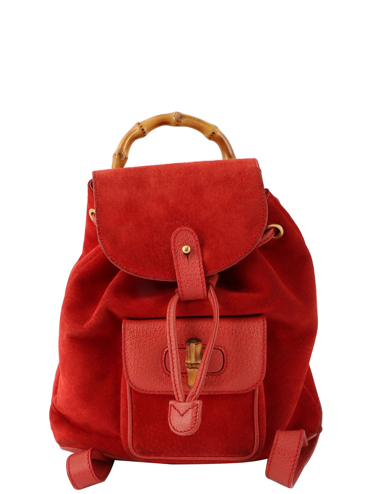 スエードバンブーバックパックミニ レッド