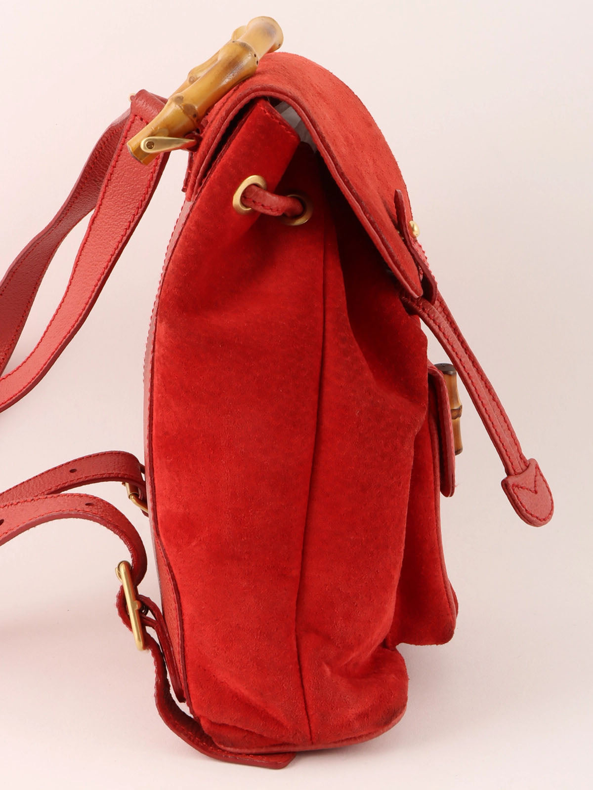 スエードバンブーバックパックミニ レッド