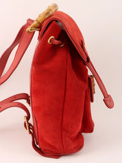 スエードバンブーバックパックミニ レッド