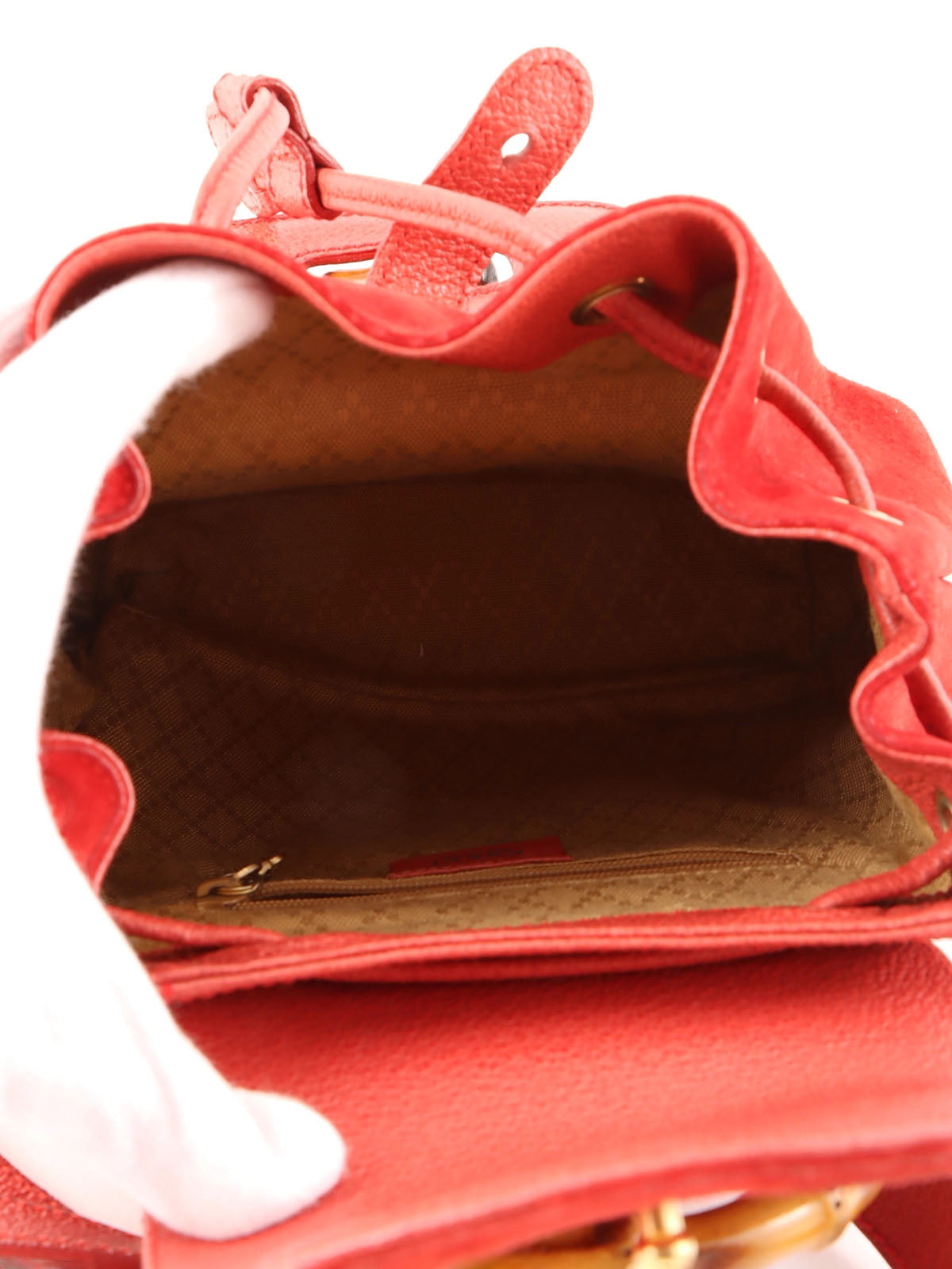 スエードバンブーバックパックミニ レッド