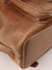 Suede Bamboo Mini Backpack, Brown