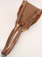 棕色绒面竹纤维迷你背包