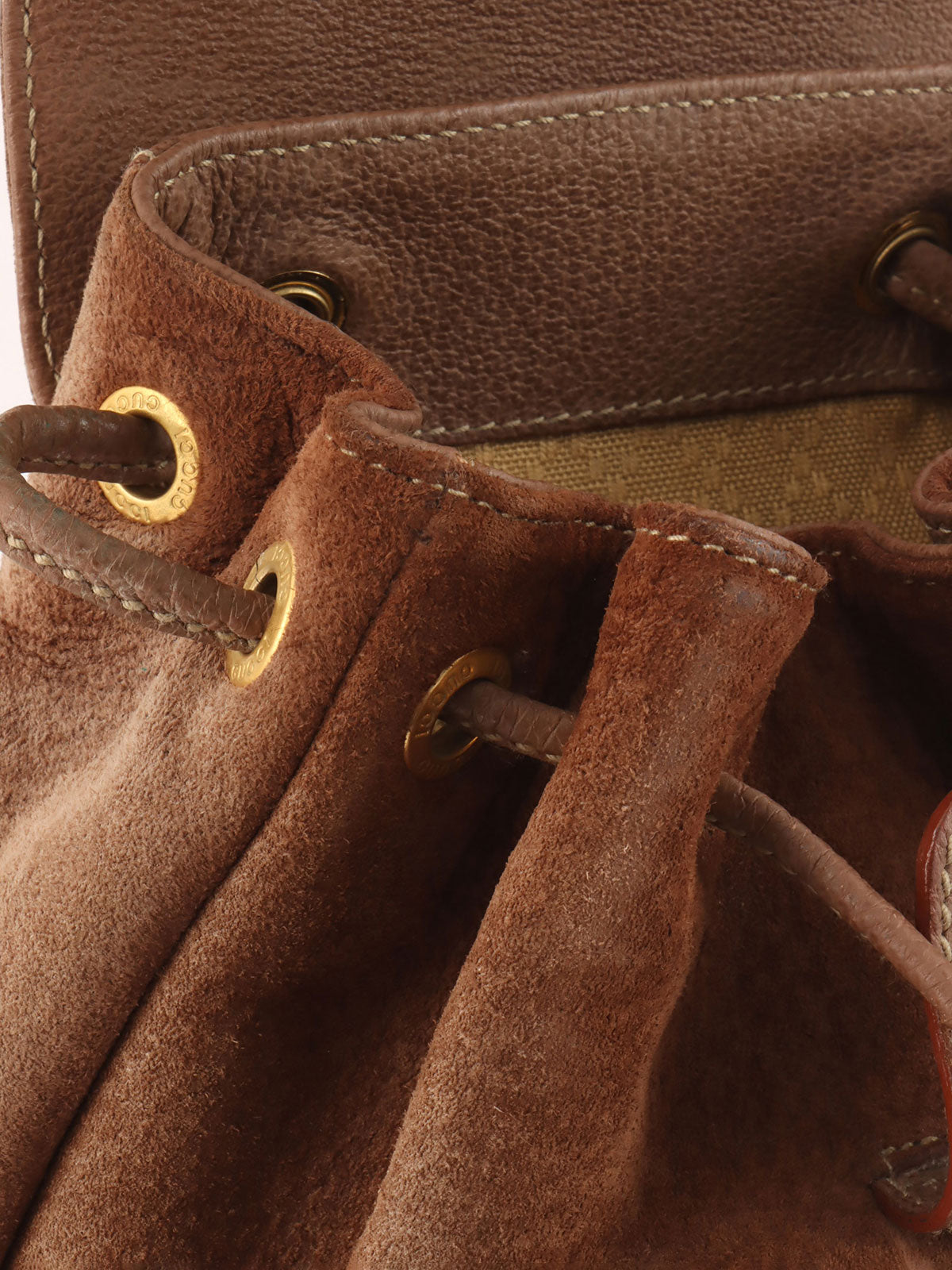 Suede Bamboo Mini Backpack, Brown