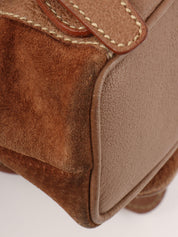 Suede Bamboo Mini Backpack, Brown