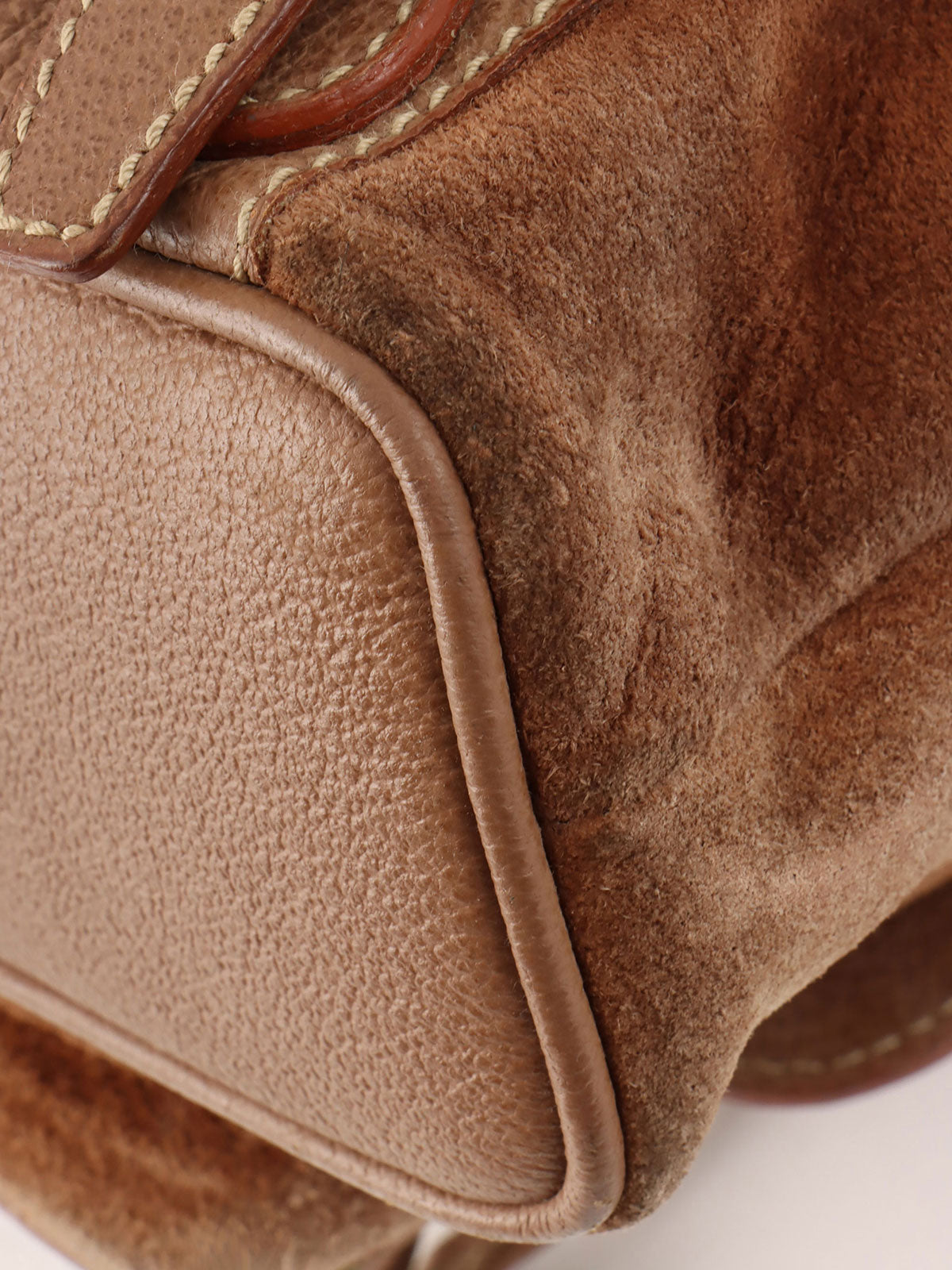 Suede Bamboo Mini Backpack, Brown