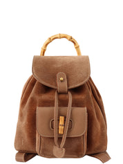 棕色绒面竹纤维迷你背包