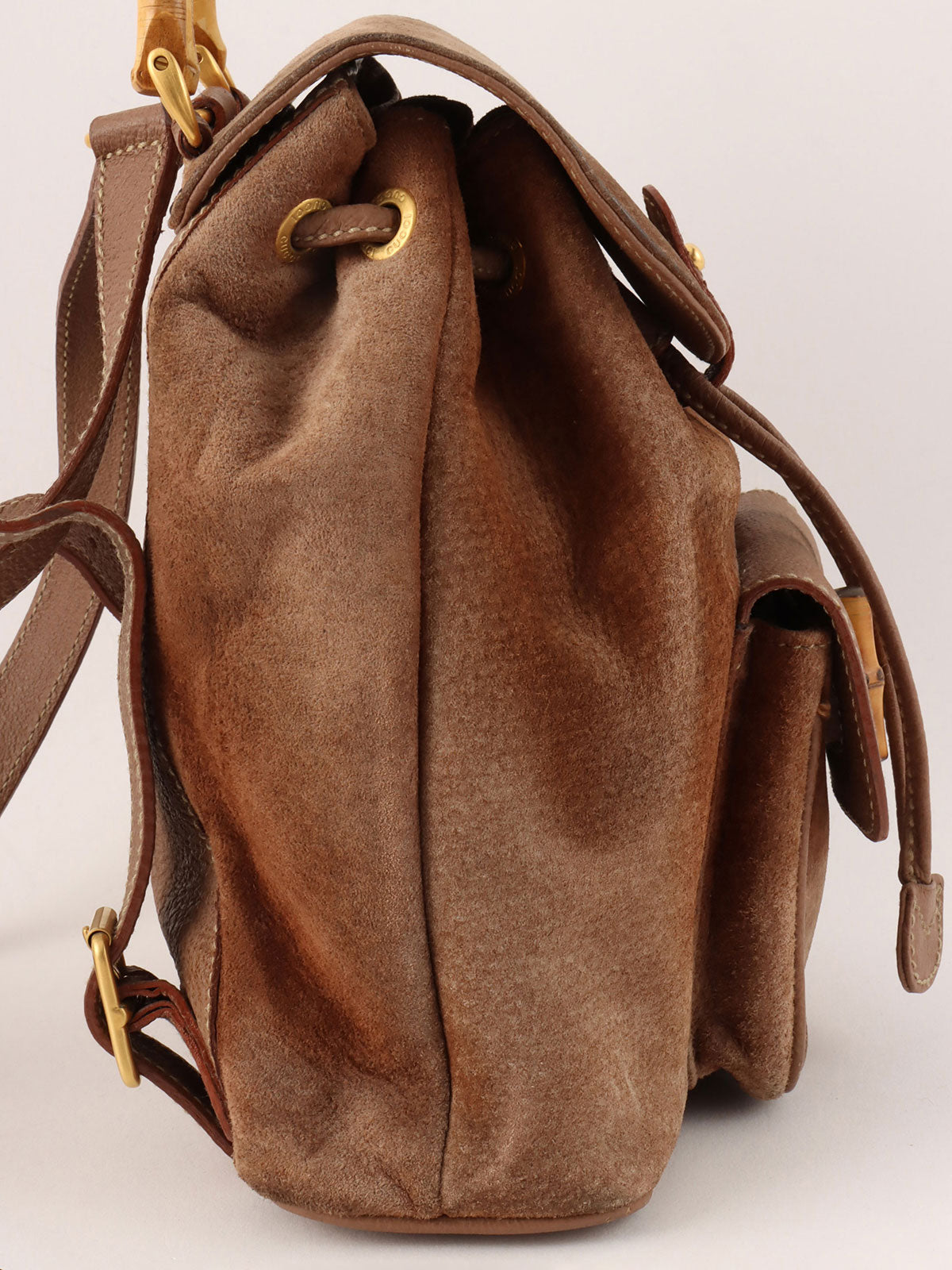 棕色绒面竹纤维迷你背包