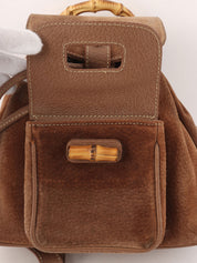 Suede Bamboo Mini Backpack, Brown